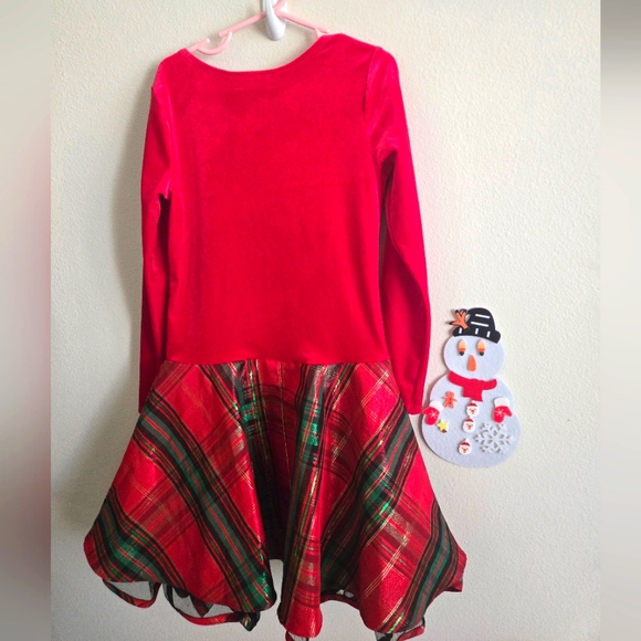 CHRISTMAS DRESS girl ,BonniJean,holiday,Size8,red,green,gold, dress,mindco, - Picture 3 of 6